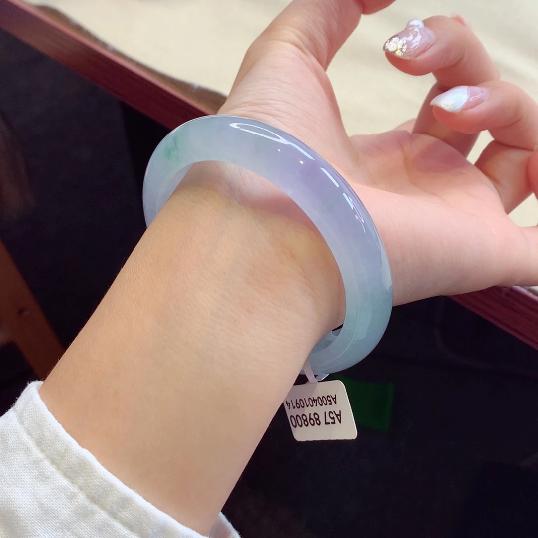 未镶嵌手镯翡翠起光莫奈花园25号正圈77