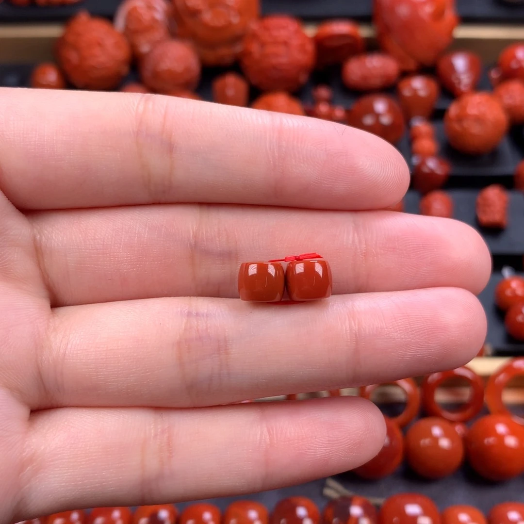 未镶嵌直切对珠7mm南红玛瑙