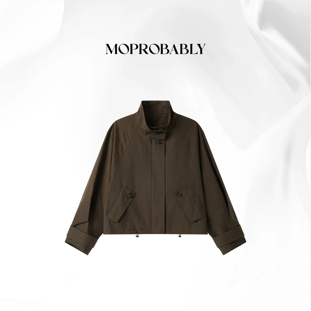 Moprobably贝贝 时尚显白短款风衣夹克外套B5357002