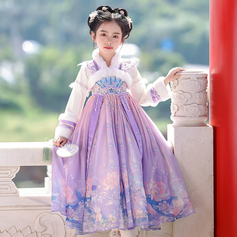汉服女童秋冬中国风古装冬季拜年服唐装2025新款女孩儿童冬日汉服