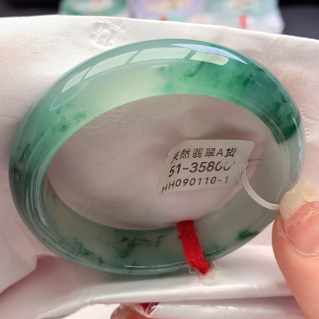未镶嵌手镯翡翠天然A货翡翠51-52冰透绿野仙踪 超高档7号