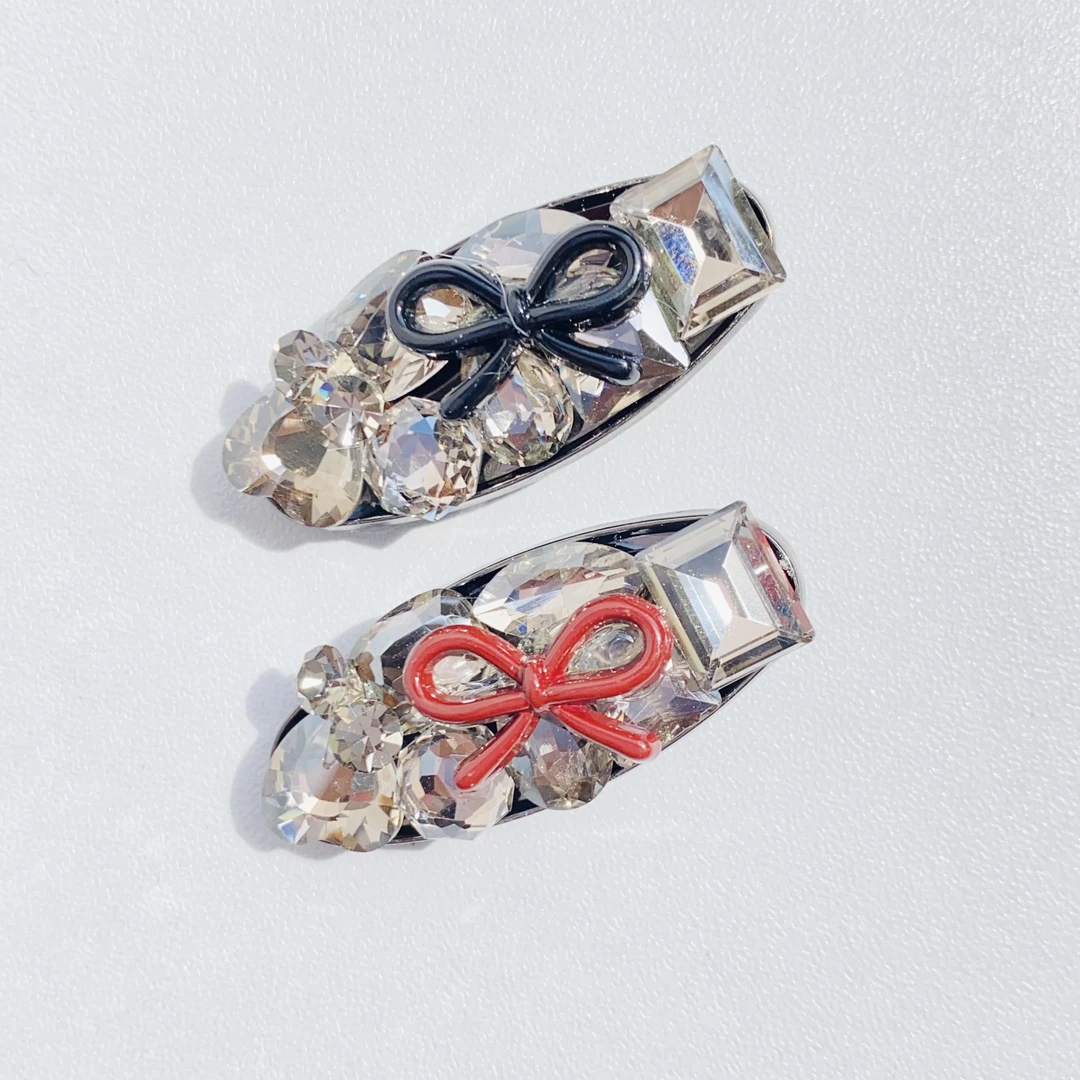 MY SISTERS韩国东大门时尚气质百搭蝴蝶结水晶侧边鸭嘴夹