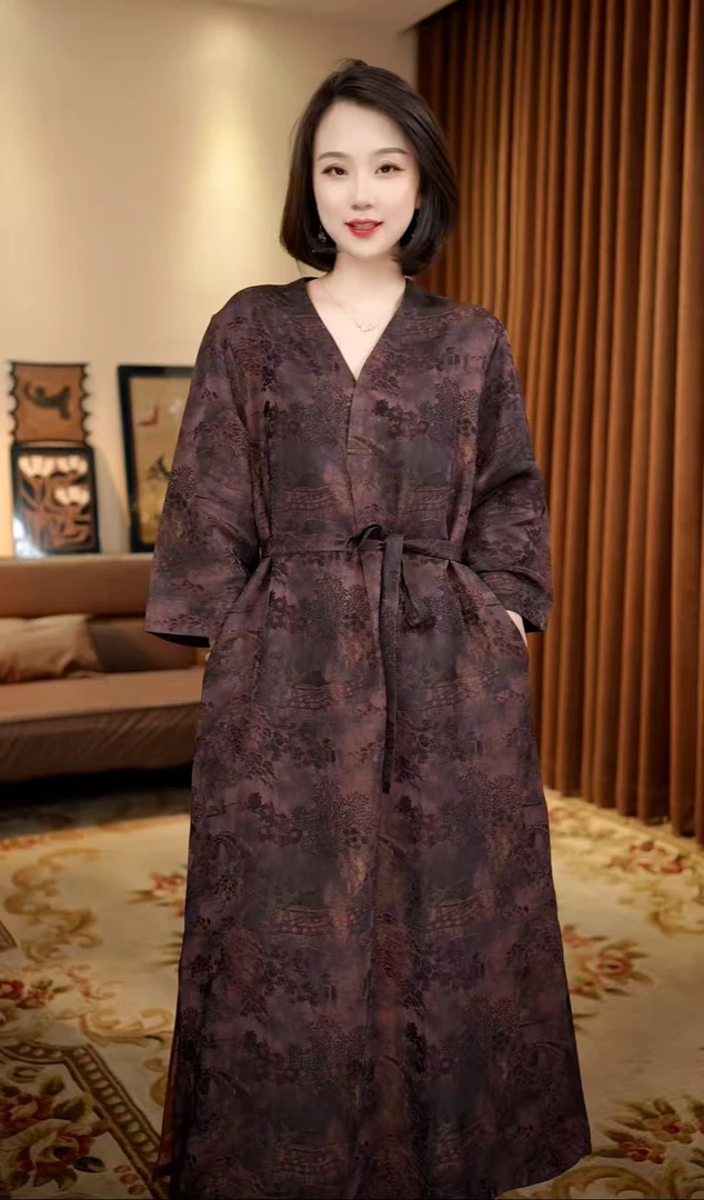 砚秋-秋季新款复古大气显气质显瘦优雅国风设计款连衣裙