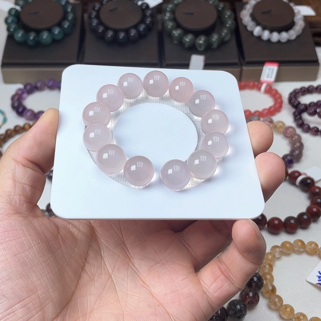 水晶手串未镶嵌粉晶定制款