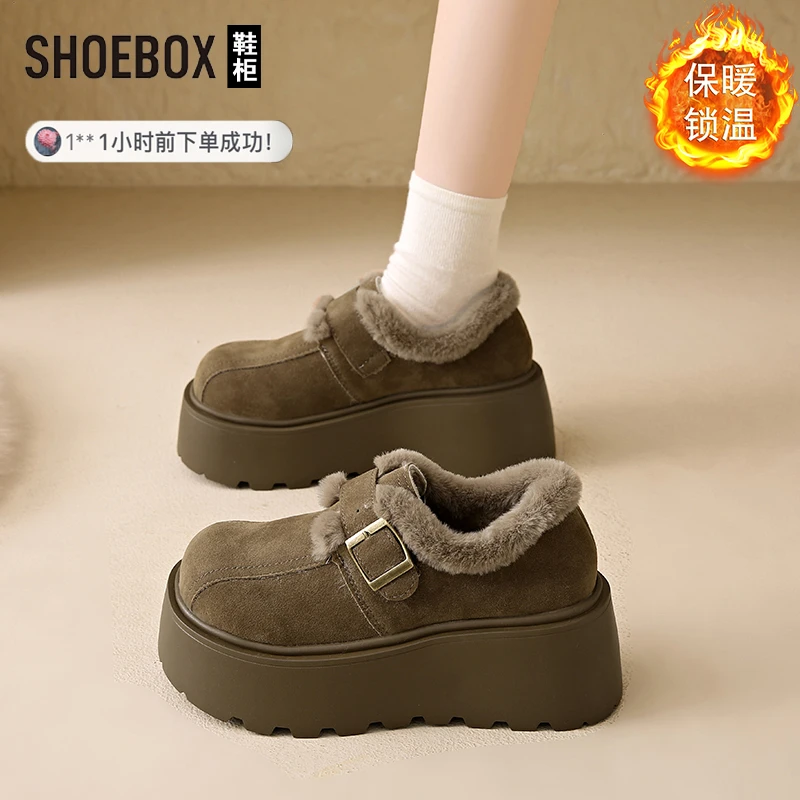 达芙妮旗下鞋柜棉鞋女增高勃肯鞋2025冬季爆款加绒加厚保暖雪地靴