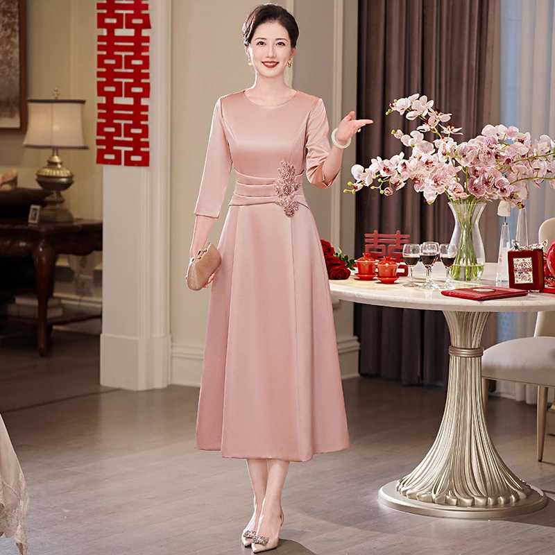 55526结婚礼服妈妈年轻洋气新款高端大气中老年婚宴喜婆婆连衣裙