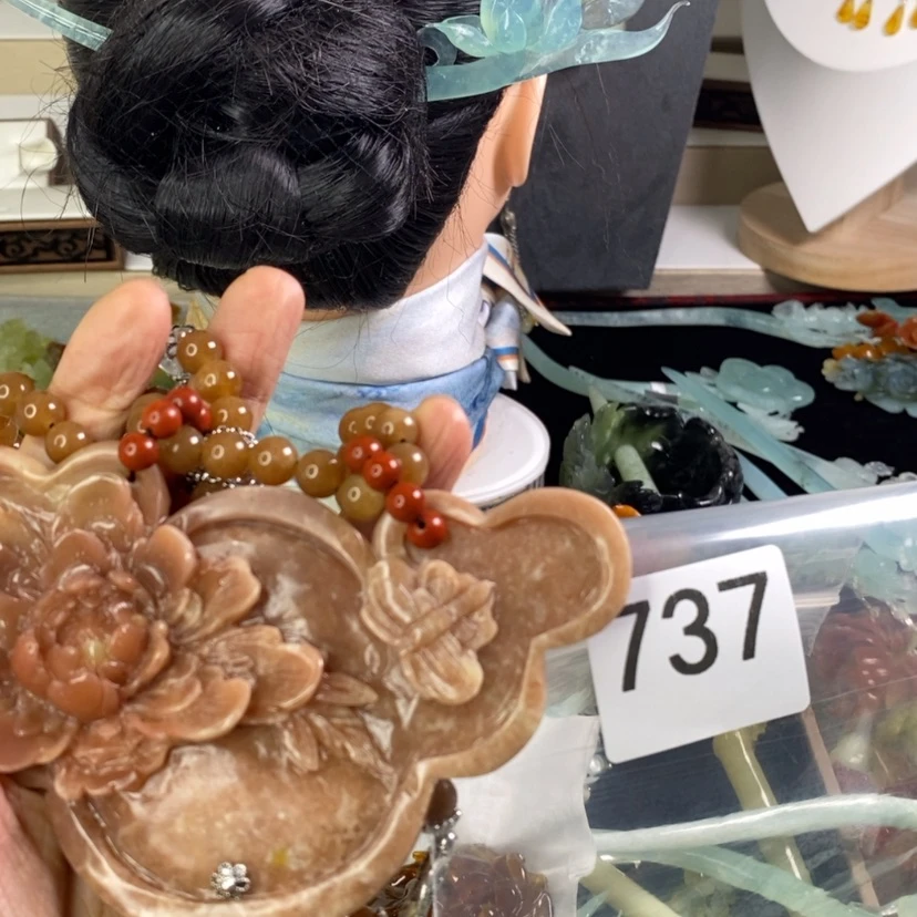 【闪购商品】岫玉发饰未镶嵌月**花