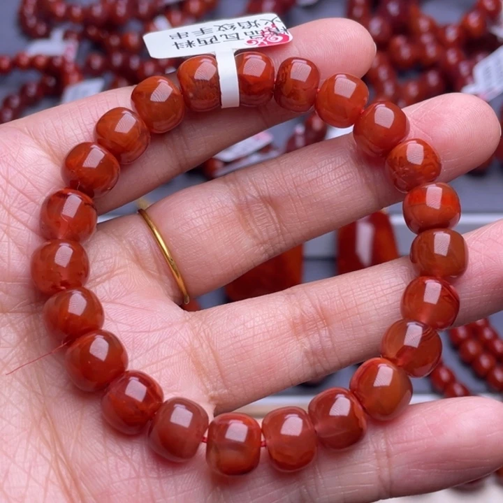 南红玛瑙未镶嵌其他D9mm瓦西料火焰纹老型手串