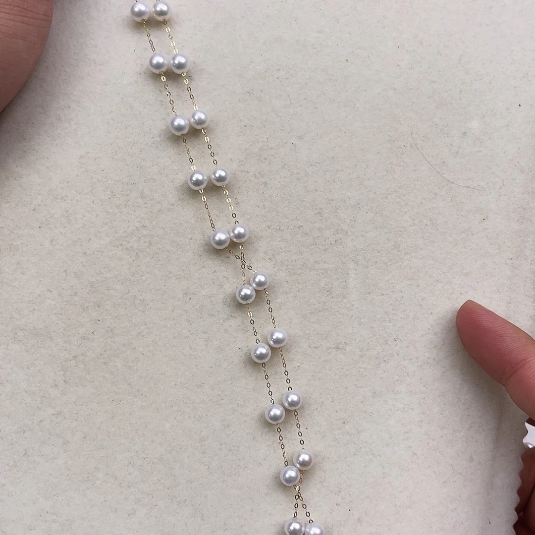 淡水珍珠颈饰18K金镶嵌