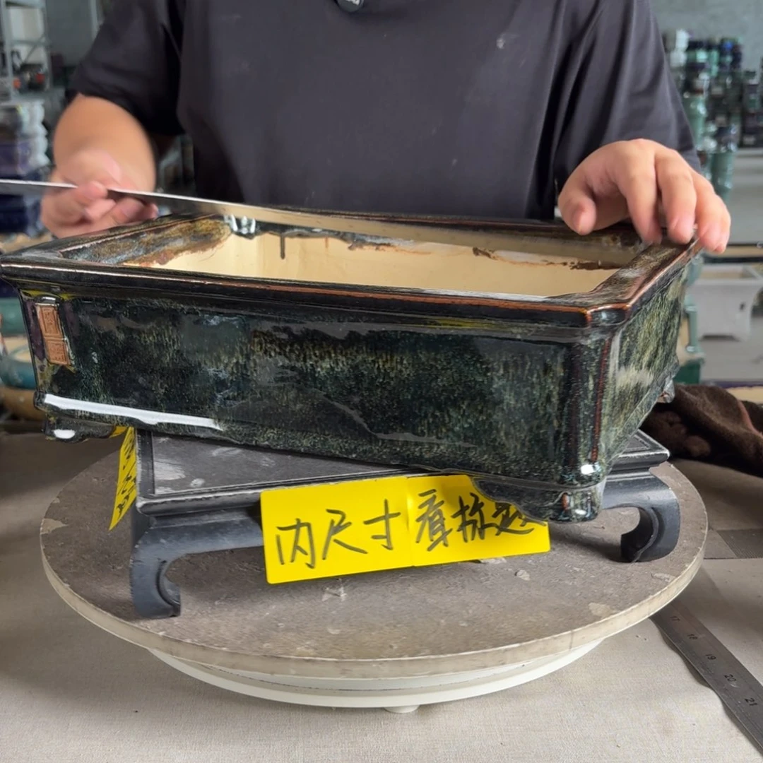 。一风堂石湾花盆 打磨痕迹 内34*24*8