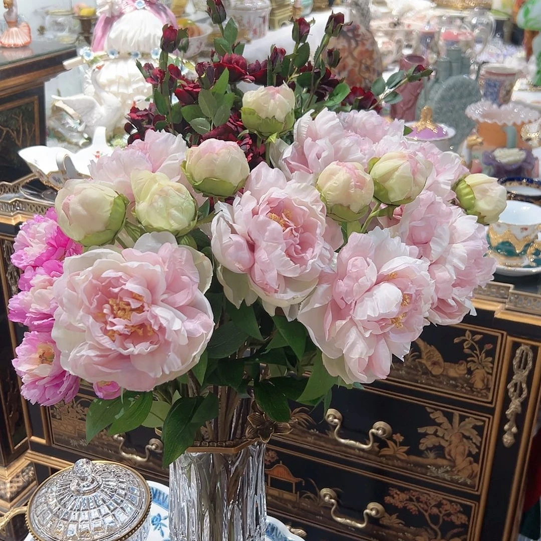 陶瓷防真花凤凰牡丹一束四只