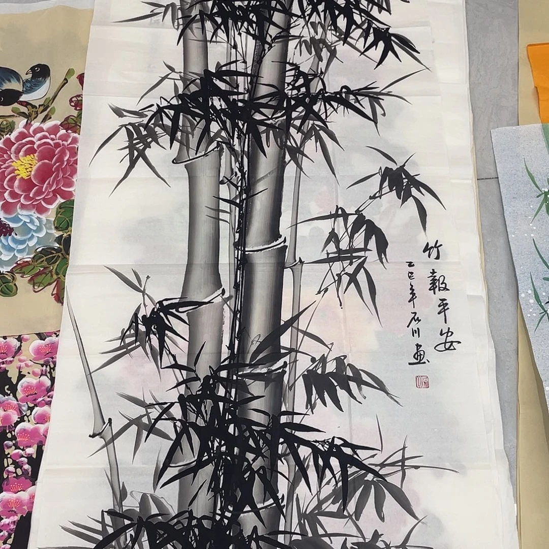 国画国画作品原稿四尺竖墨竹