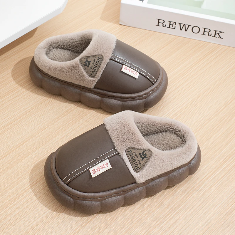 冬季新款儿童棉拖鞋男童防水防滑厚底室内女孩宝宝棉鞋毛绒保暖