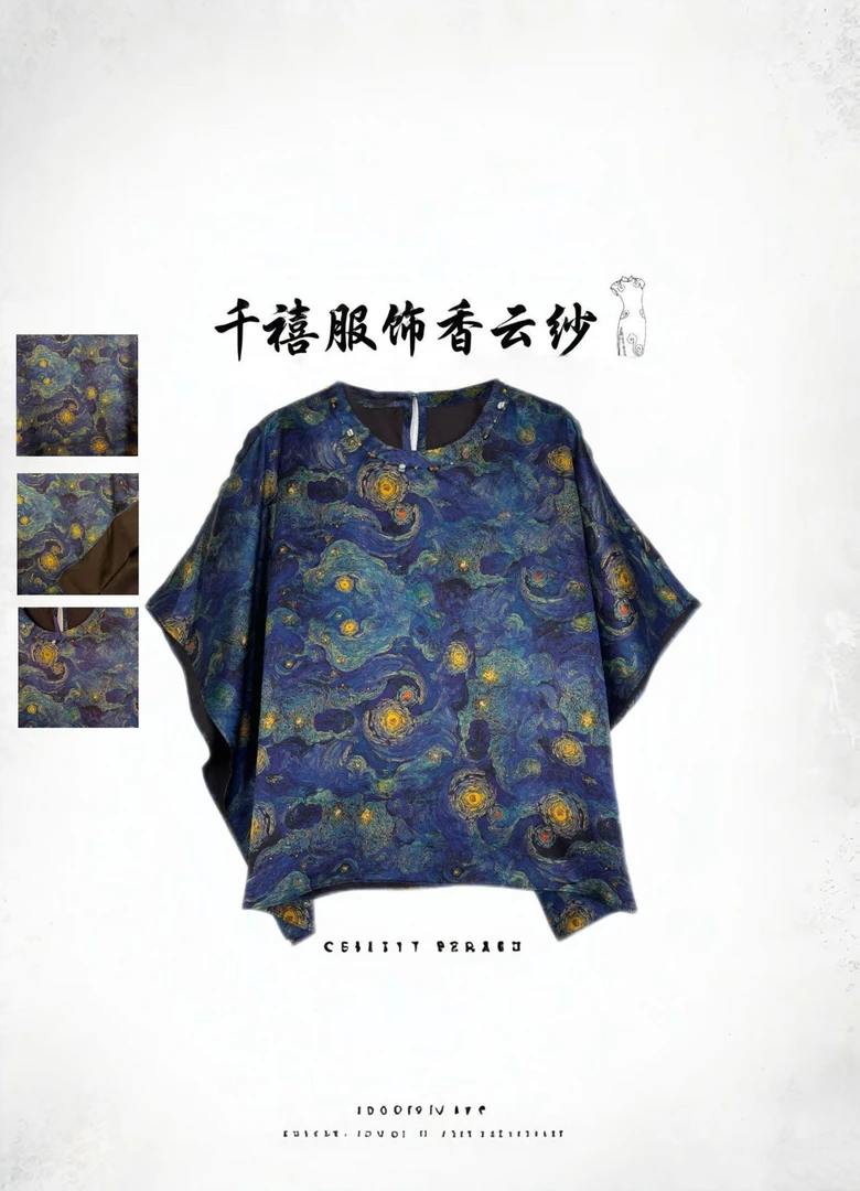 【千禧专属】20729香云纱桑蚕丝休闲时尚气质百搭宽松扎染上衣