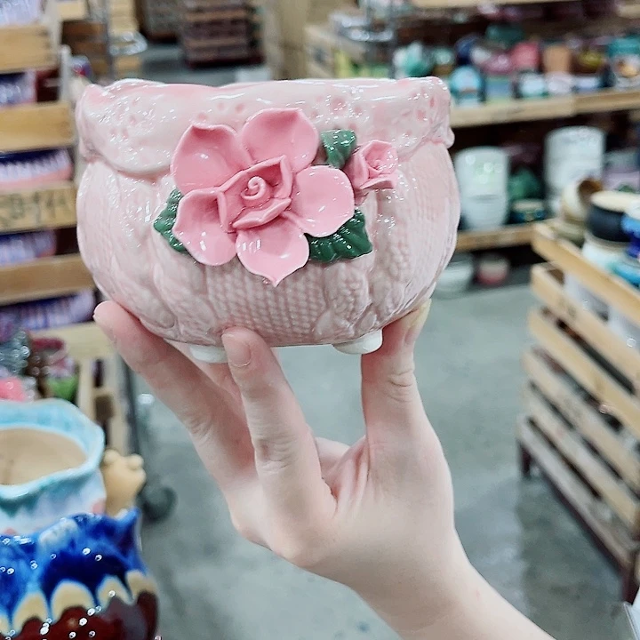 有孔，凑10元包邮陶瓷花盆发货！