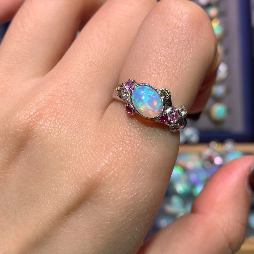 银S925镶嵌欧泊戒指款式