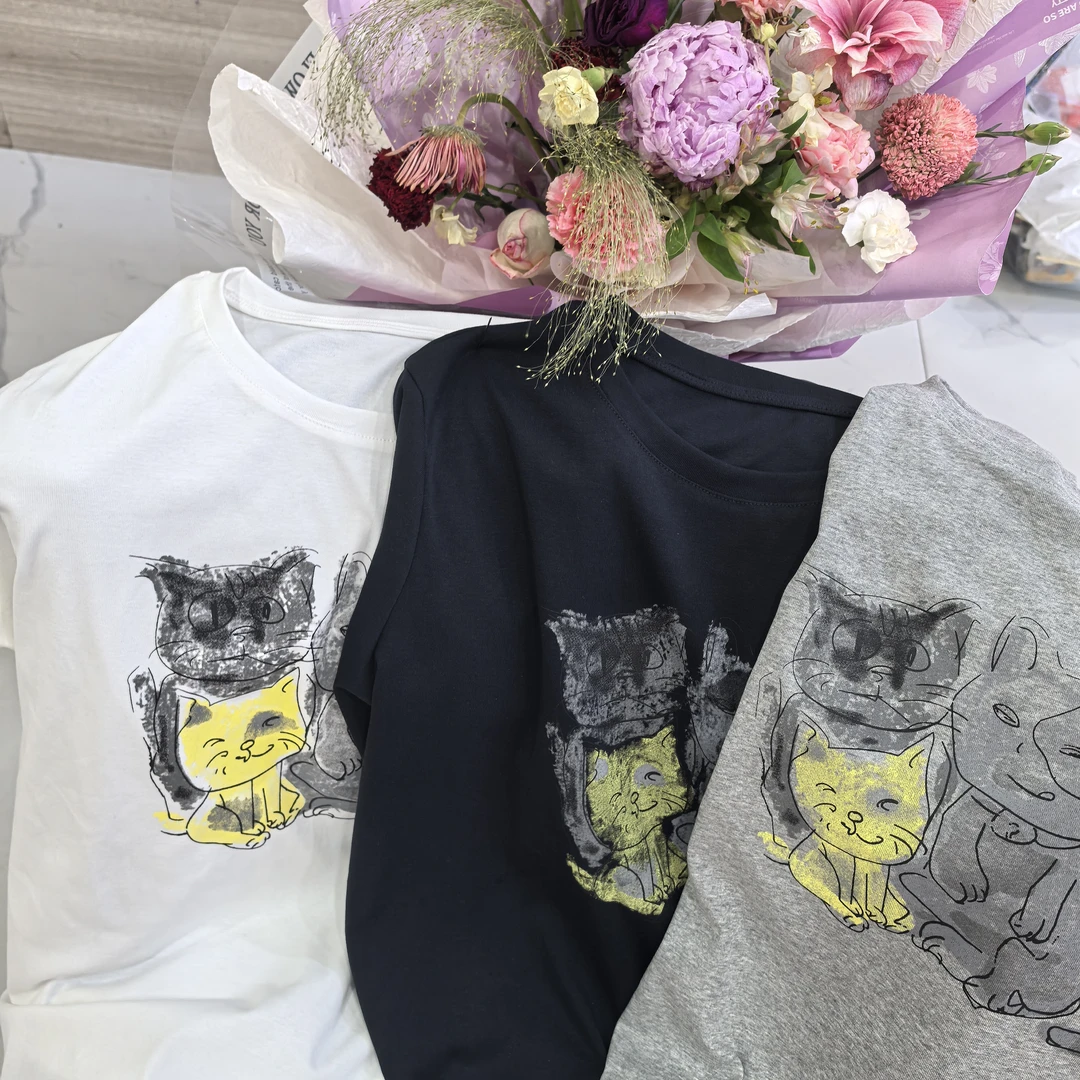 【亿城】三只小猫 短袖印花
