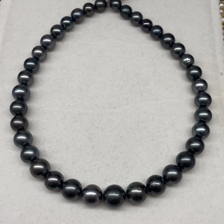 项链未镶嵌海水珍珠钢琴黑大溪地9-13