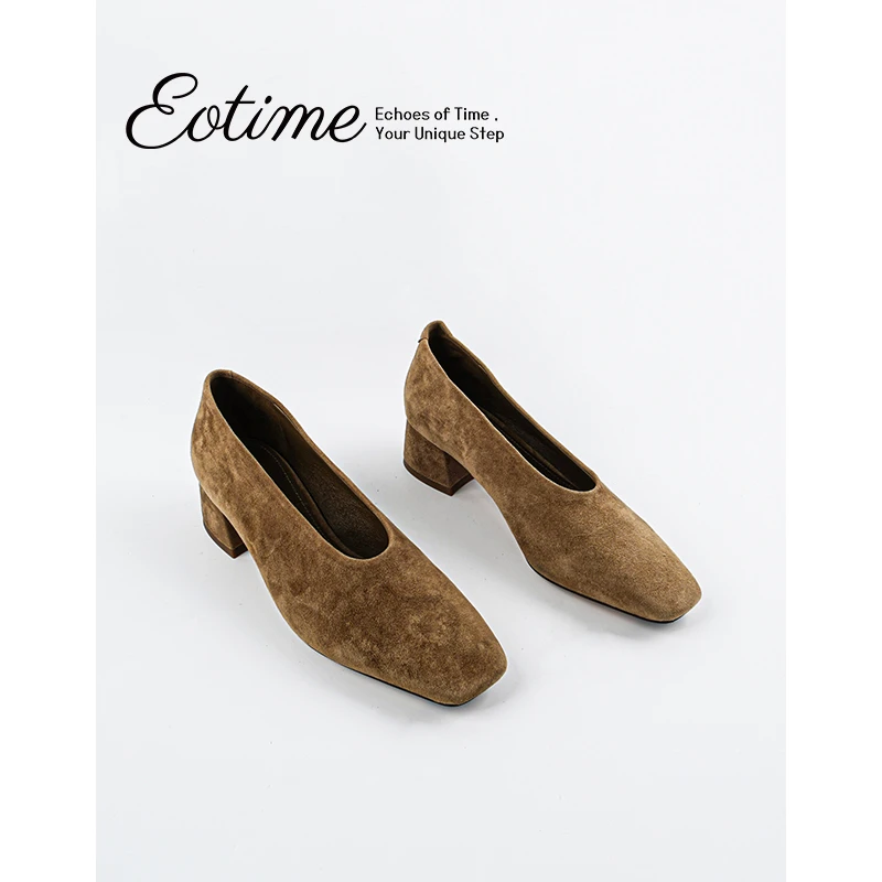 EOTIME | 时光回响2025新款复古绒面慵懒风浅口低跟单鞋