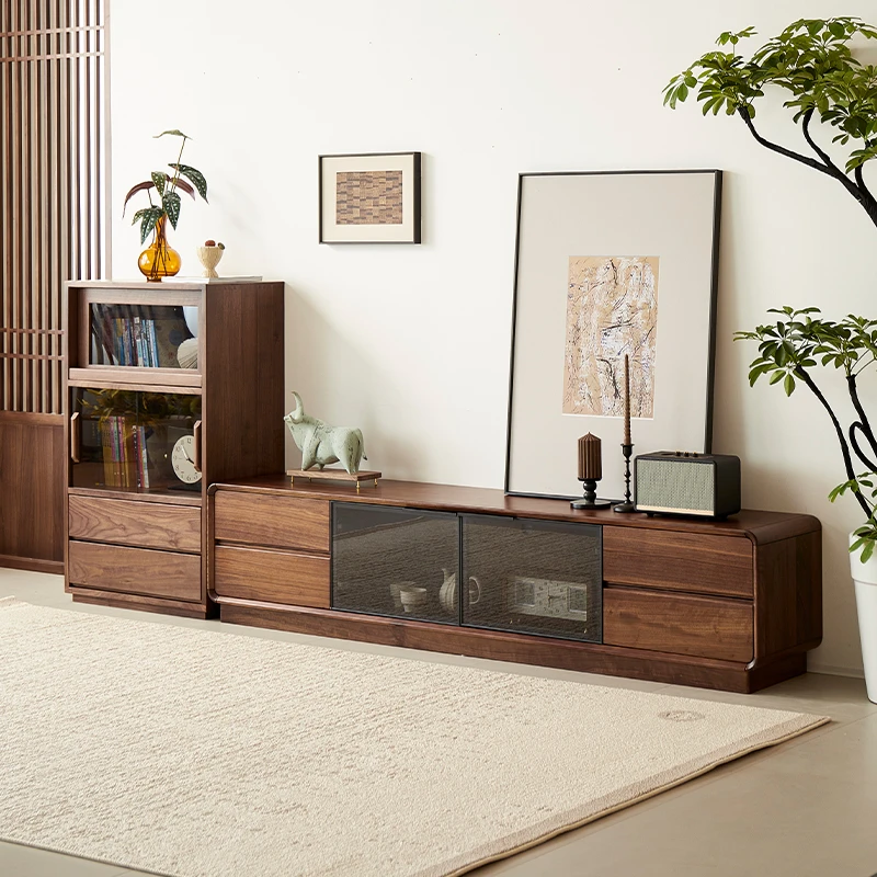 臻致美北美黑胡桃木客厅品智电视柜简约落地柜客厅储物柜