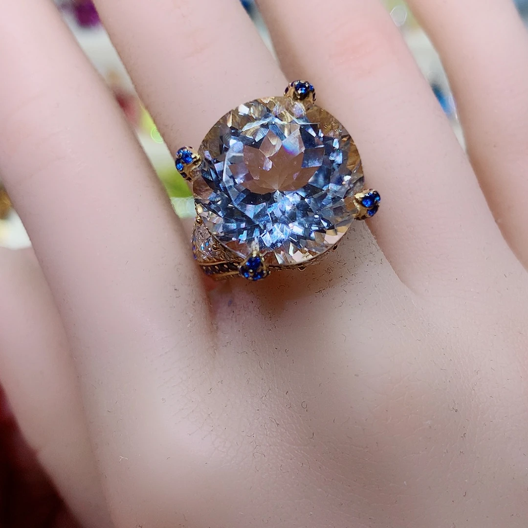 银S925镶嵌戒指托帕石