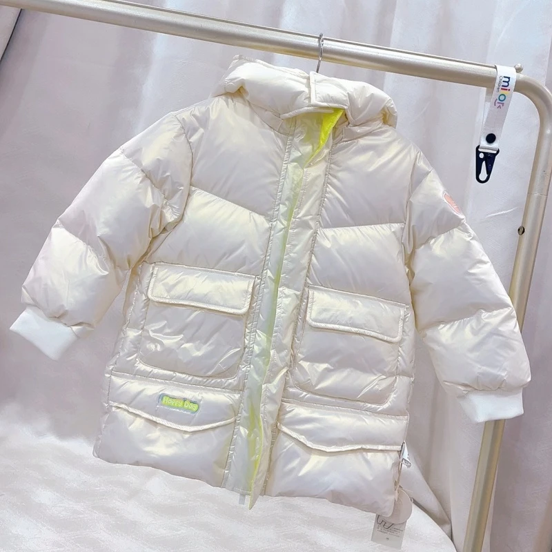 米乐熊免洗撞色中长款羽绒服6998