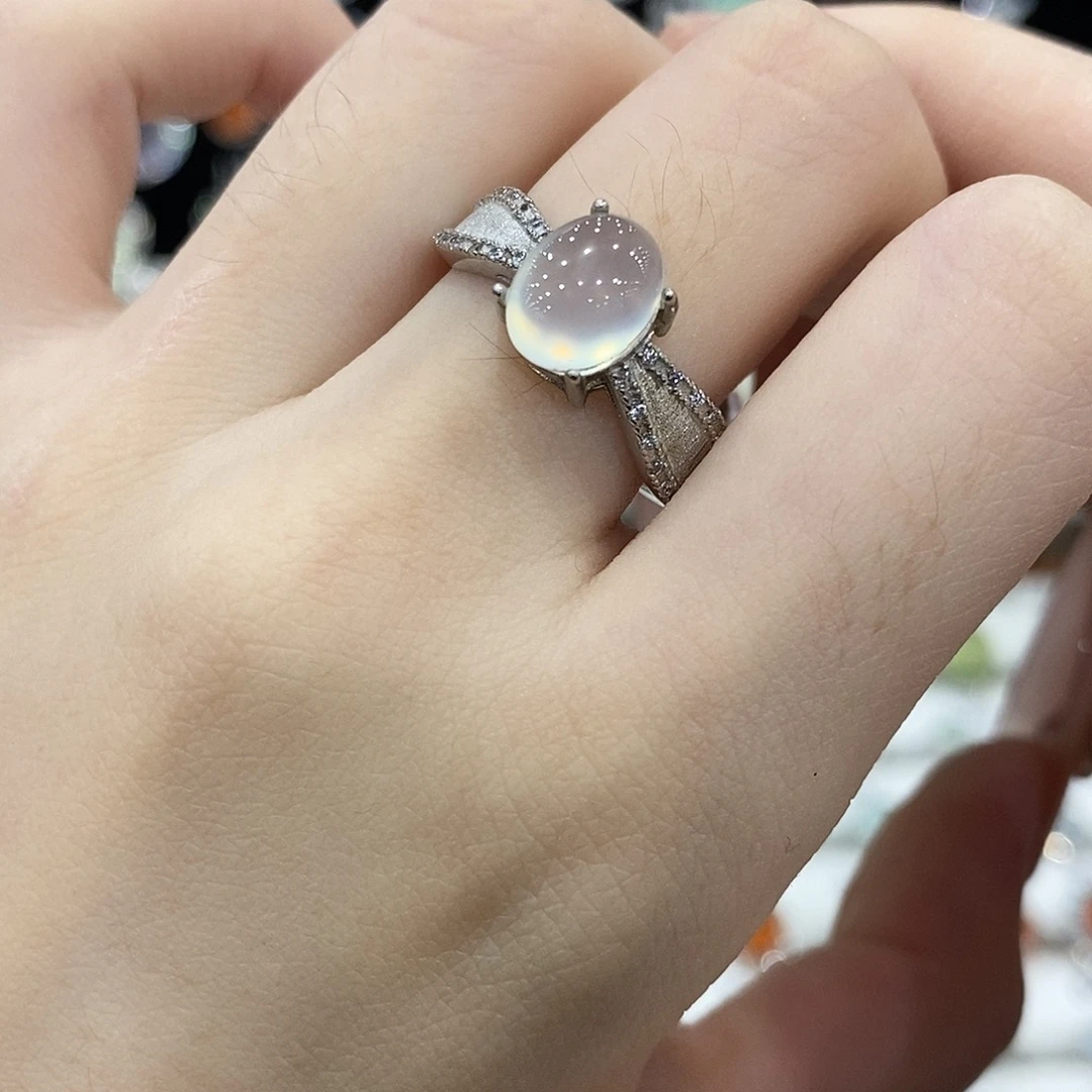 蛇纹石玉银S925镶嵌戒指