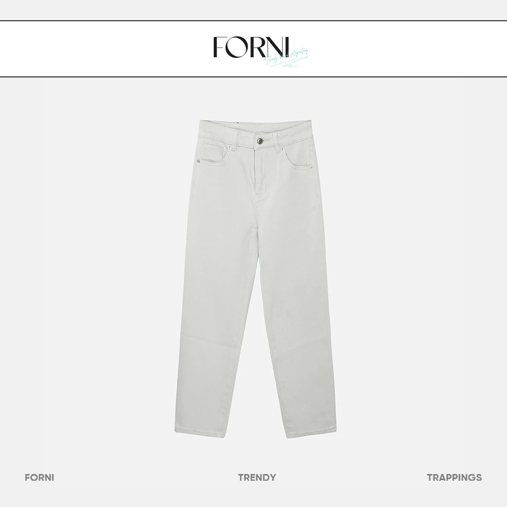 FORNI 奶灰色 修身显瘦牛仔裤时尚百搭弹力水洗简约休闲裤
