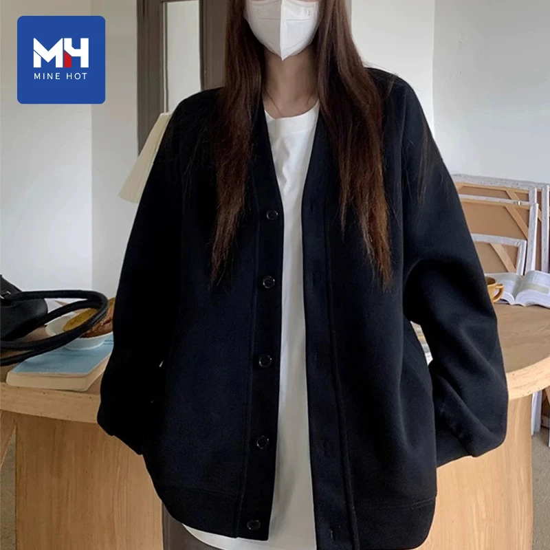 唐狮集团MH开衫卫衣女2025新款春秋季百搭休闲长袖V领通勤风上衣S