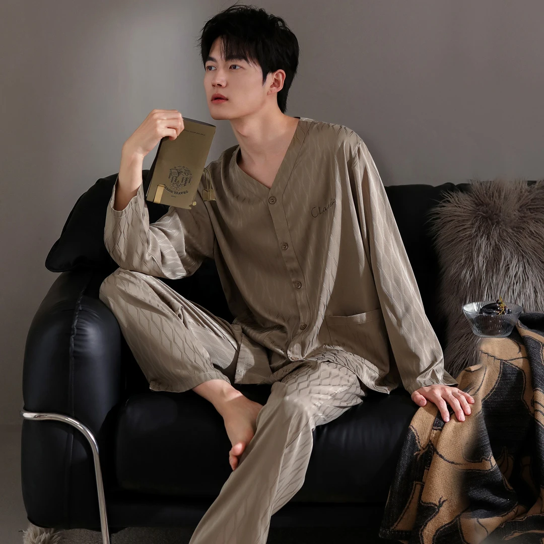 EONMEBIWNT睡衣男士秋款冰丝长袖秋季薄款男款秋季高级感家居服