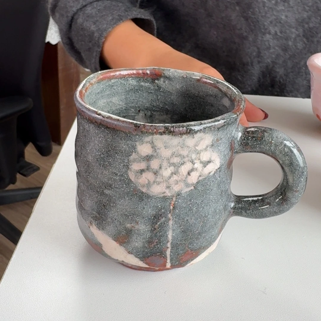 瓷片志野烧蒲公英马克杯