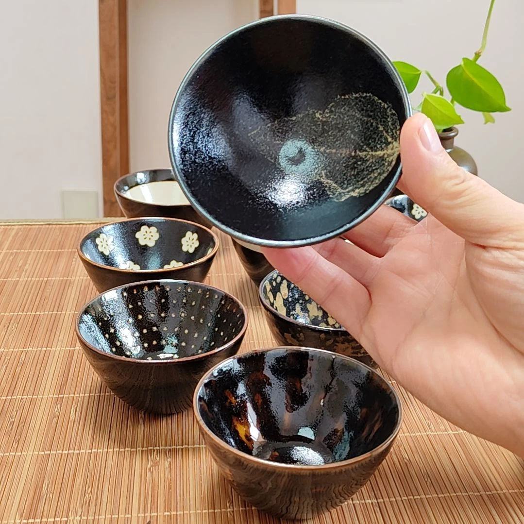 吉州窑原矿手工柴窑柴烧木叶盏