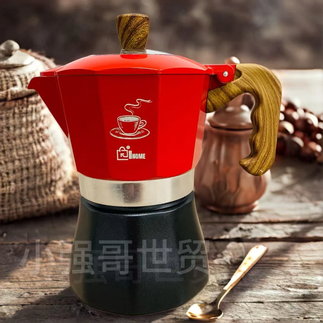 【新款】小蛮腰N款双阀2杯摩卡壶【红黑】强哥