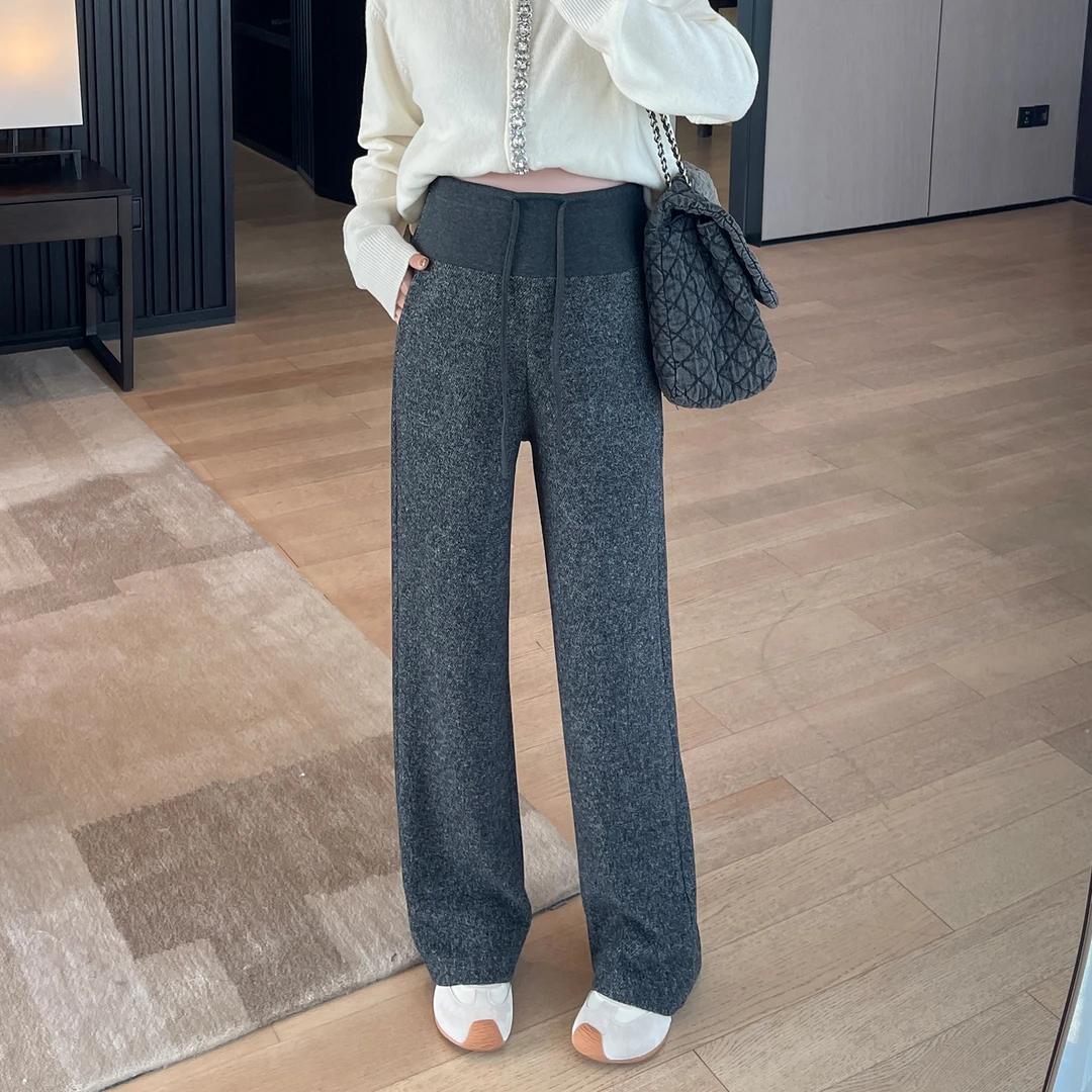 【小香醋酸绵羊毛】孕妇阔腿裤秋冬显瘦宽松直筒外穿高弹长裤