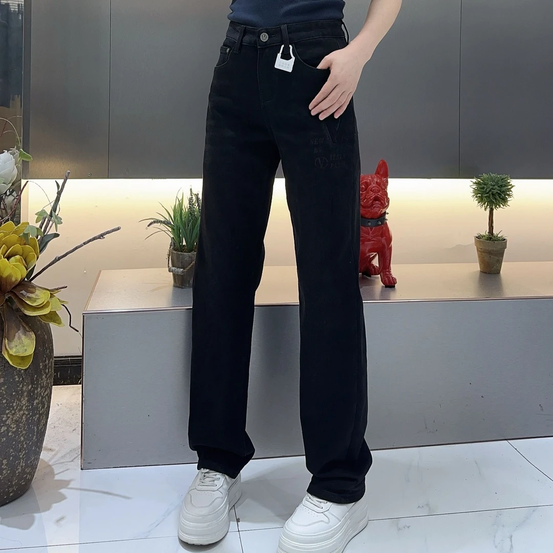 【周晓君】2025冬季新款高端男士轻奢百搭水洗牛仔直筒裤加绒