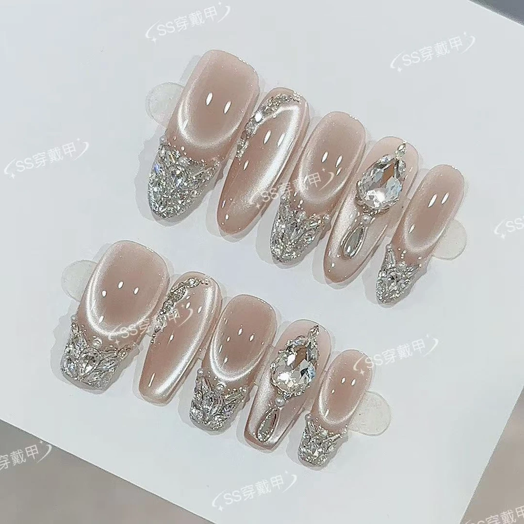 【银河梦境】高品爆款纯手工穿戴甲绵密猫眼多巴胺高级美甲贴片