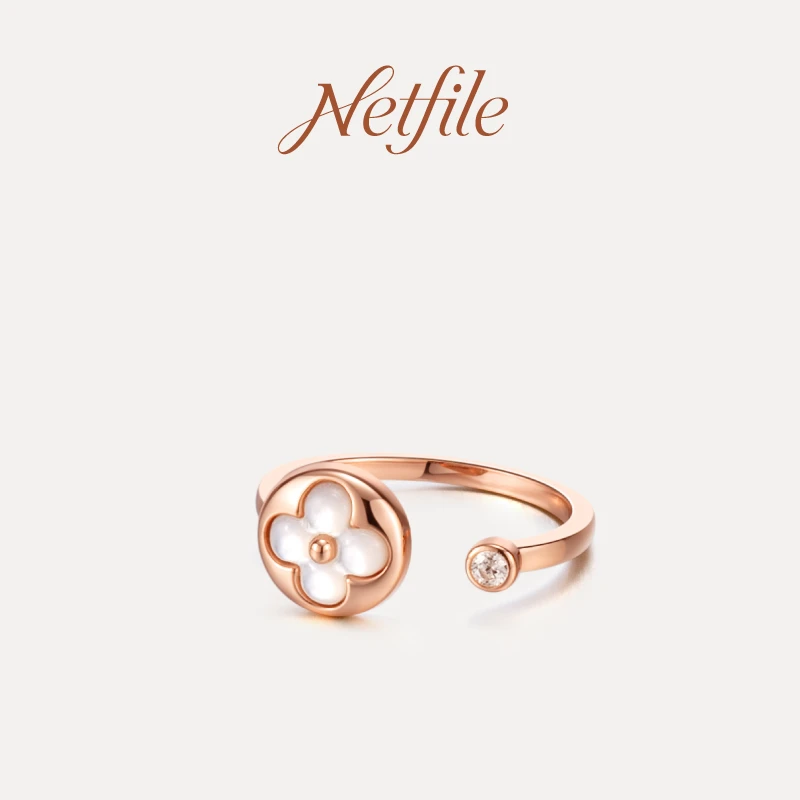 925银戒指 Netfile【布罗森白花贝戒指】NF501J006