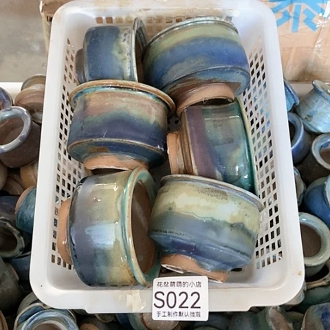 紫砂花盆022微瑕品口径7到8左右