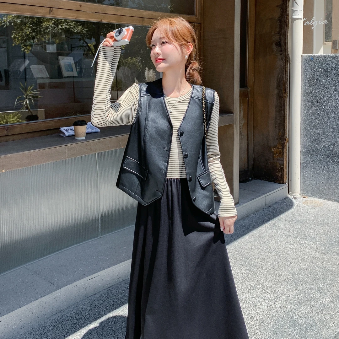 2025早秋套装复古马甲连衣裙女秋季新款高级感法式显瘦裙子两件套