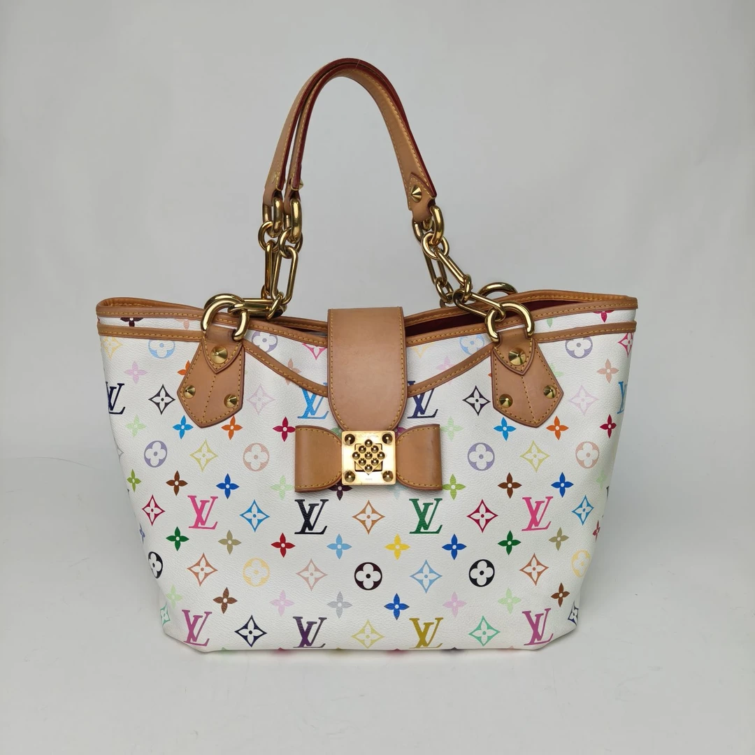 95新 LouisVuitton/路易威登 黑黑 蝴蝶扣单肩包 白三彩 PVC