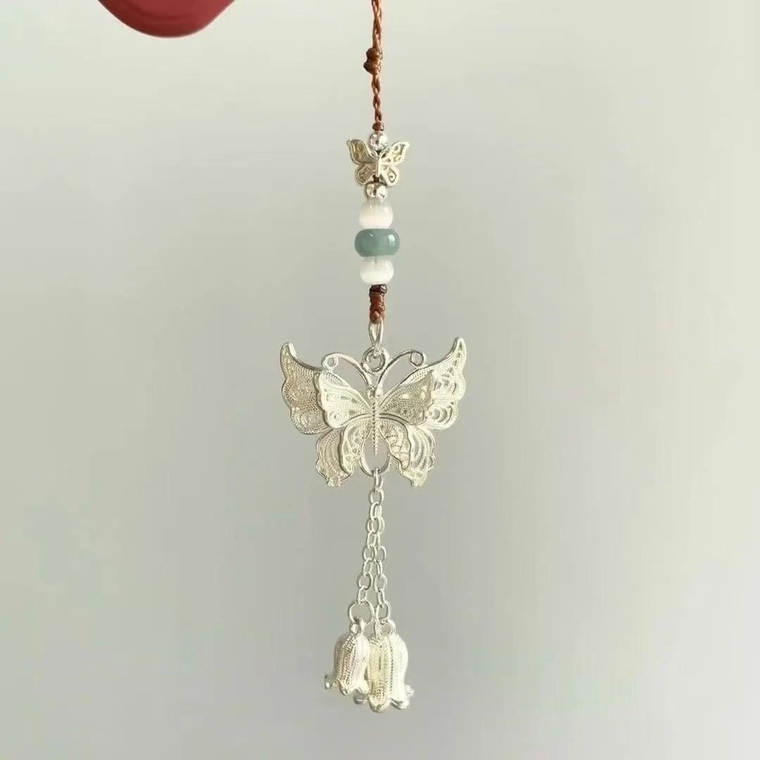 合金吊坠 新中式国风高颜值小蝴蝶手机链包挂手机挂件编绳钥匙扣