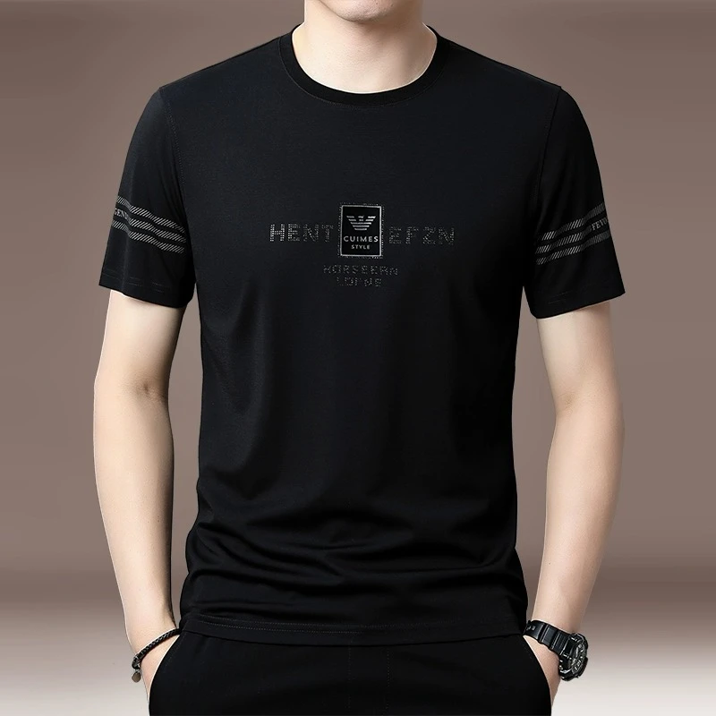 冰丝短袖t恤男士夏季薄款冰感透气韩版潮流休闲男士圆领半袖上衣