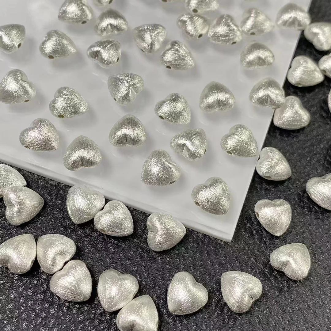 925银银制品 「戴琴珠宝」DQ835-银拉丝爱心8mm左右配件（发其一）