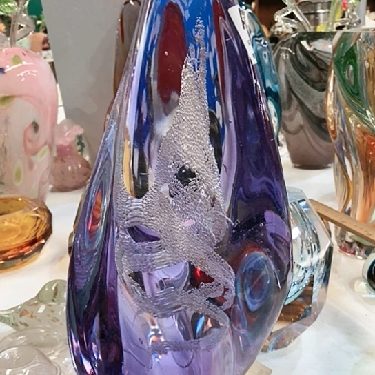 琉璃高度39厘米紫罗兰月虹摆件花瓶