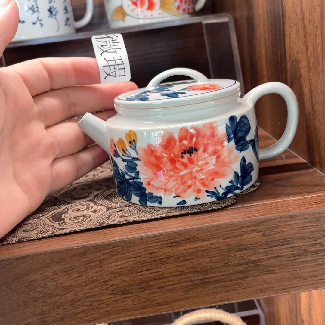 釉下手绘茶具微瑕