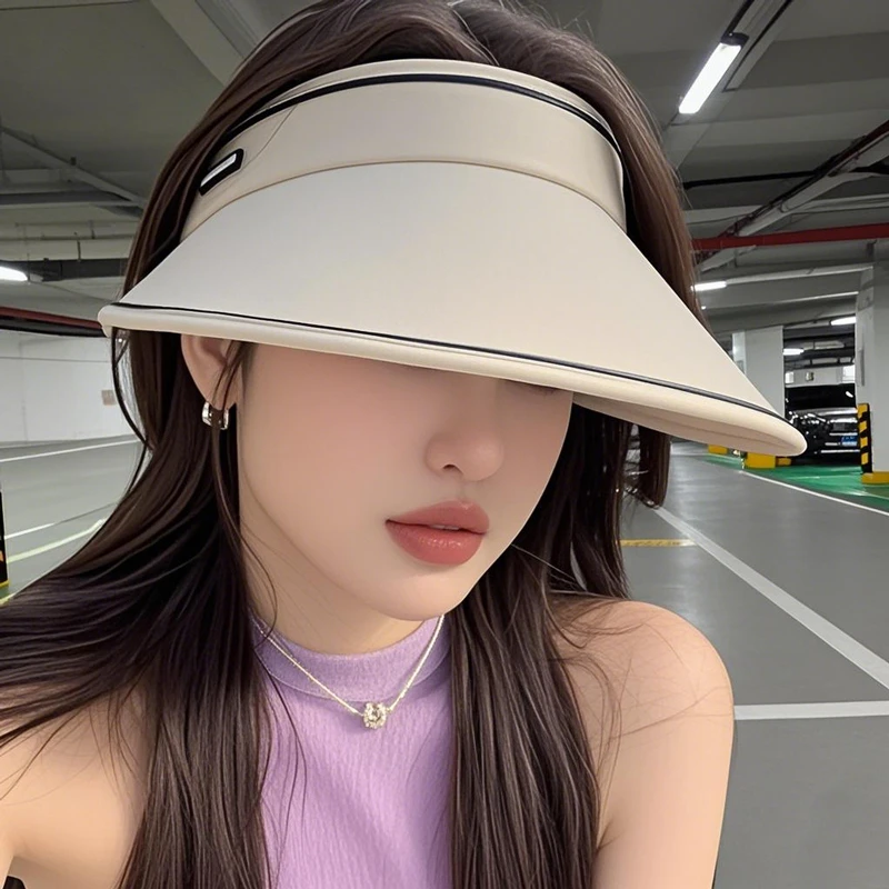 夏季遮阳帽女可折叠百搭防紫外线防晒空顶帽户外运动遮脸太阳帽