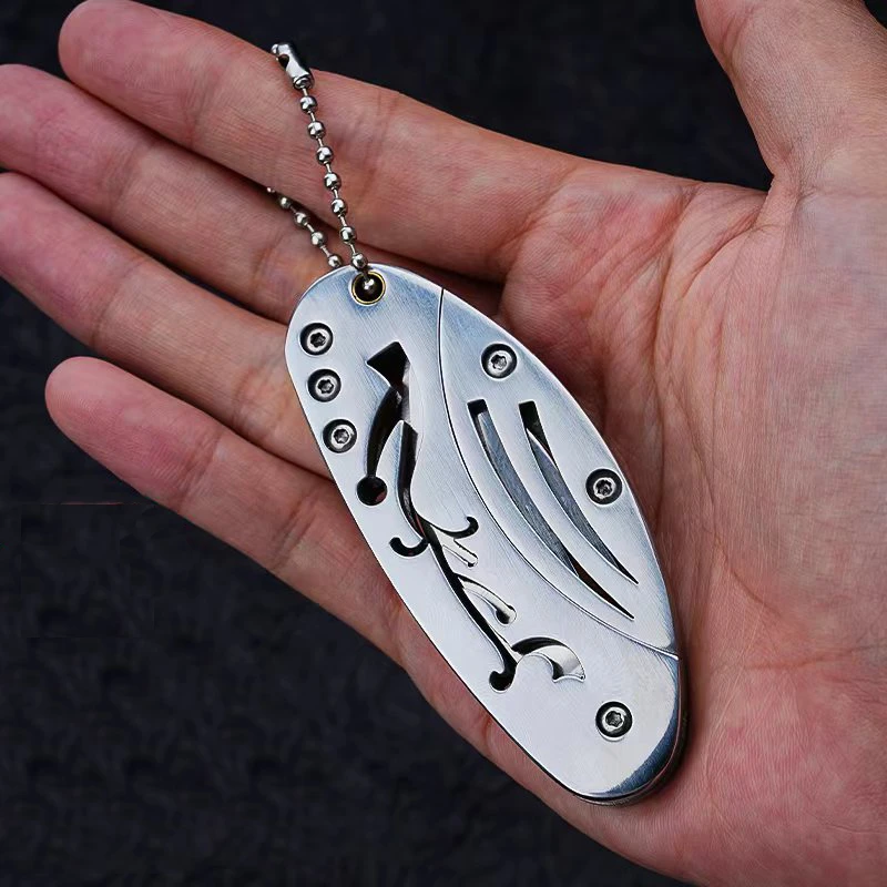 全钢甲壳虫折叠刀兰花镂空纹锋利瓜果刀水果刀三折叠随身携带小刀