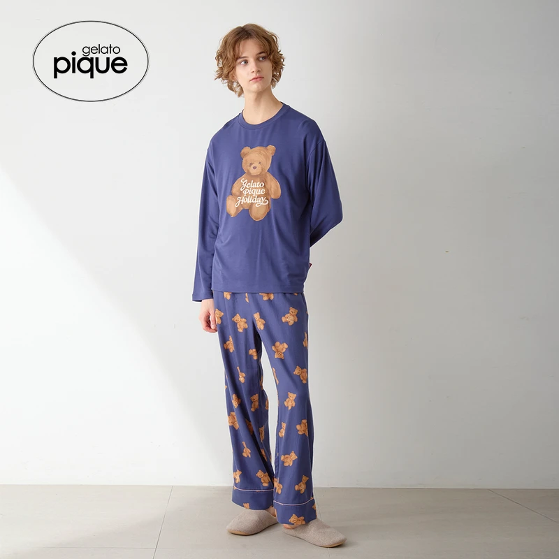 gelato pique25秋冬新品男睡裤小熊满印系带长裤圣诞PMFP255338