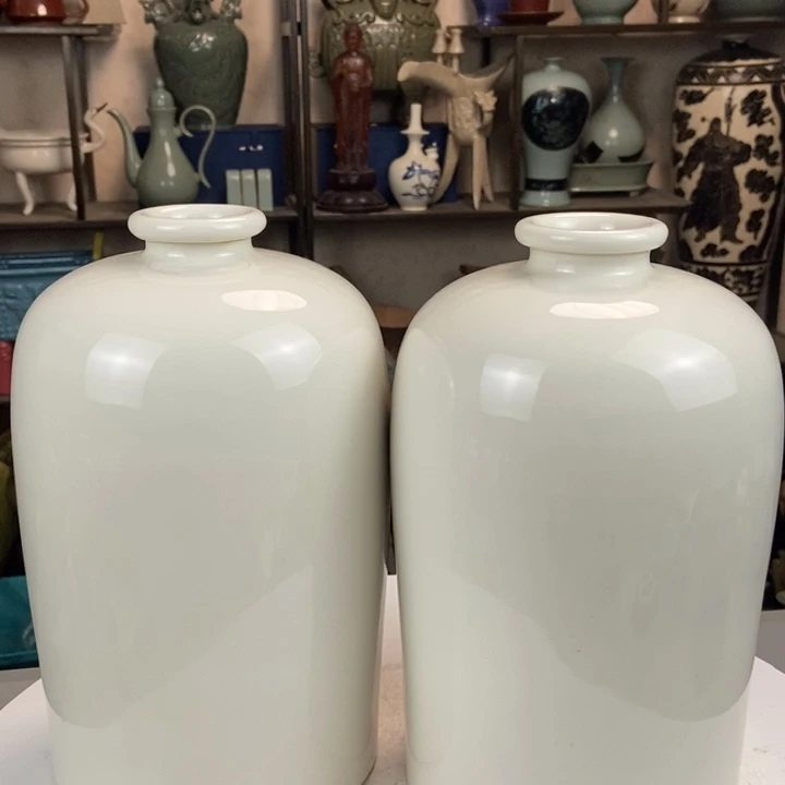 邢窑白瓷梅瓶一对包邮