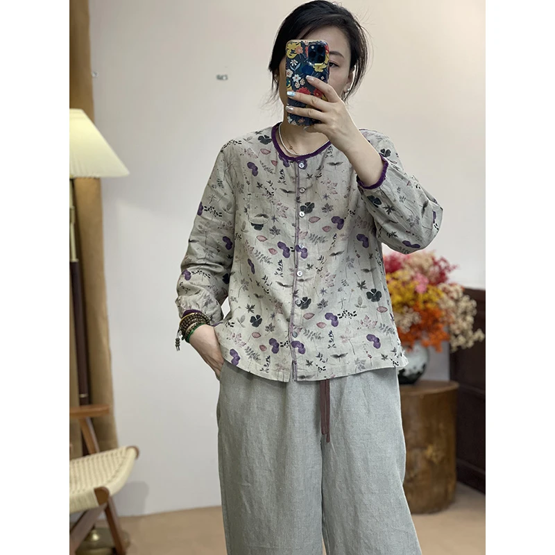 DaoZi/丹丹 印花100%纯汉麻开衫 285